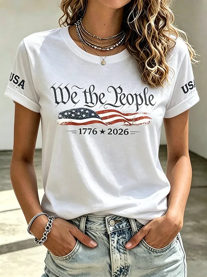 Women'S Independence Day Print Short-Sleeve Top