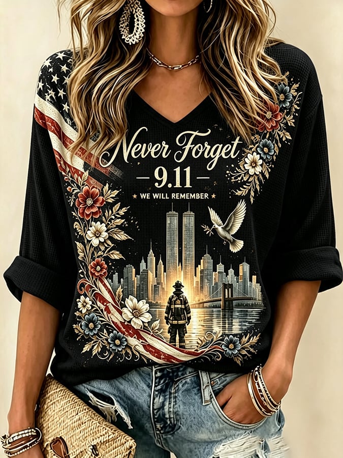 Women's Never Forget September 11 Print T-Shirt