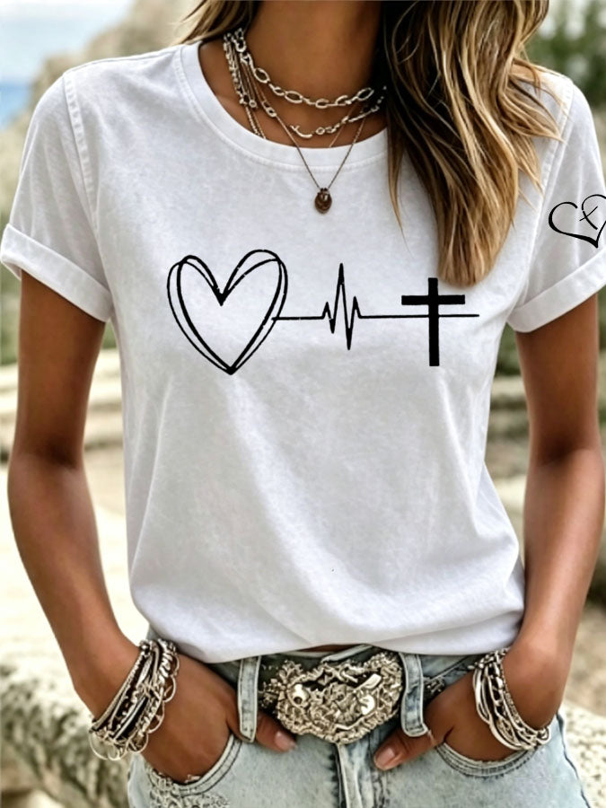 Women's Heartbeat Cross T-Shirt