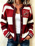 Women'S Casual Football Plant Knitted Cardigan Top