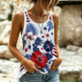 Women's Vintage Floral Patriotic Print Casual Tank Top