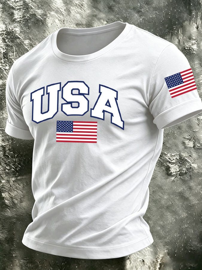 Men's The United States of America Printed Casual T-shirt