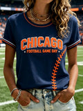 Women's Football Game Print V-Neck T-Shirt