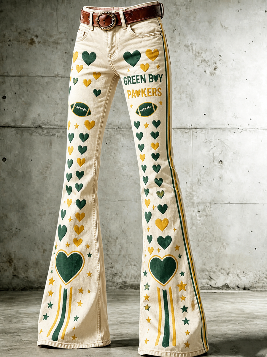 Women's Football Printed Denim Pants