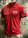 Men'S Casual USA Commemorative Printed Polo Shirt