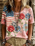 Women's Casual American 250th Anniversary Printed Short-Sleeve T-Shirt