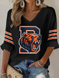 Women'S Football Print Waffle Top