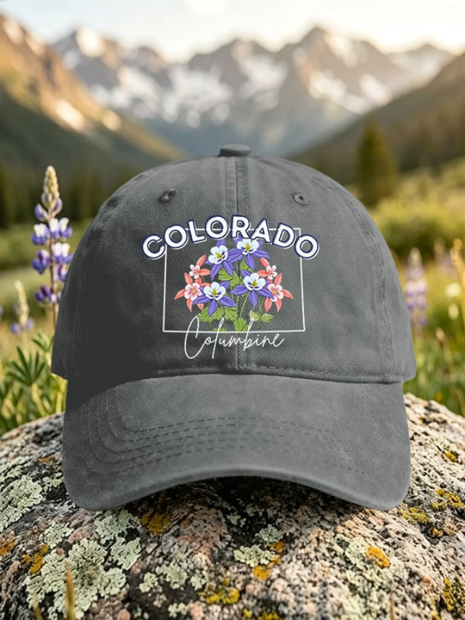 Retro Colorado Columbine Print Baseball Cap
