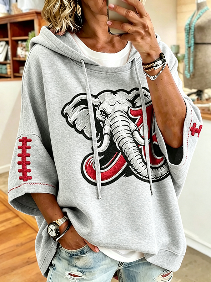 Women'S Retro Rugby Printed Hoodie