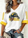 Women'S Football Print Waffle Top