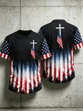 Men's American Flag Cross Patriotic American Faith T-shirt
