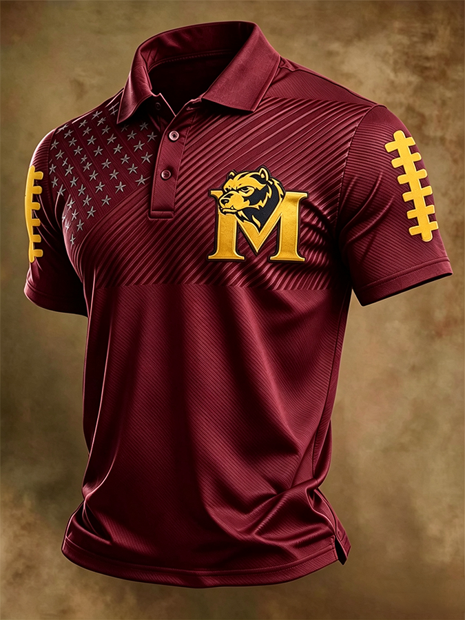 Men's Football Sports Casual Polo Shirt