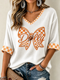 Women's Football Commemorative Print Waffle Top