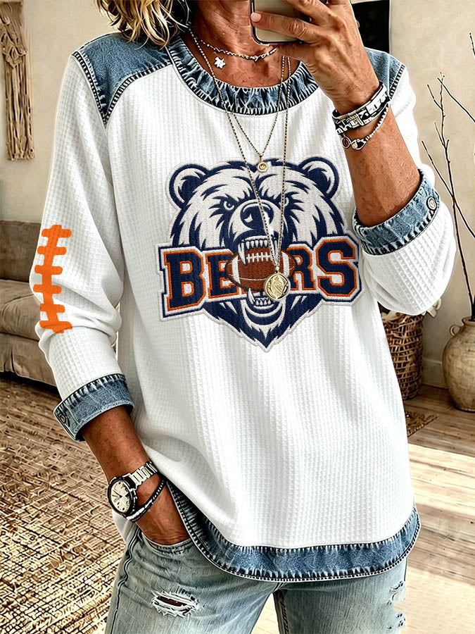 Women'S Football Printed Casual Long Sleeve Top