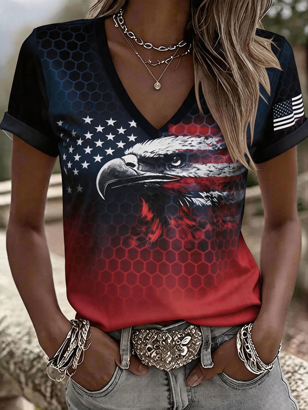 Women's U.S. 250th Anniversary V-Neck Short-Sleeve T-Shirt