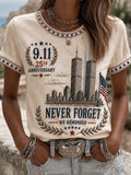 Women's 9.11 Never Forget Print V Neck T-shirt