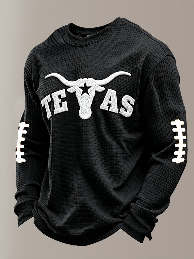 Men'S Casual Football Pattern Waffle T-Shirt