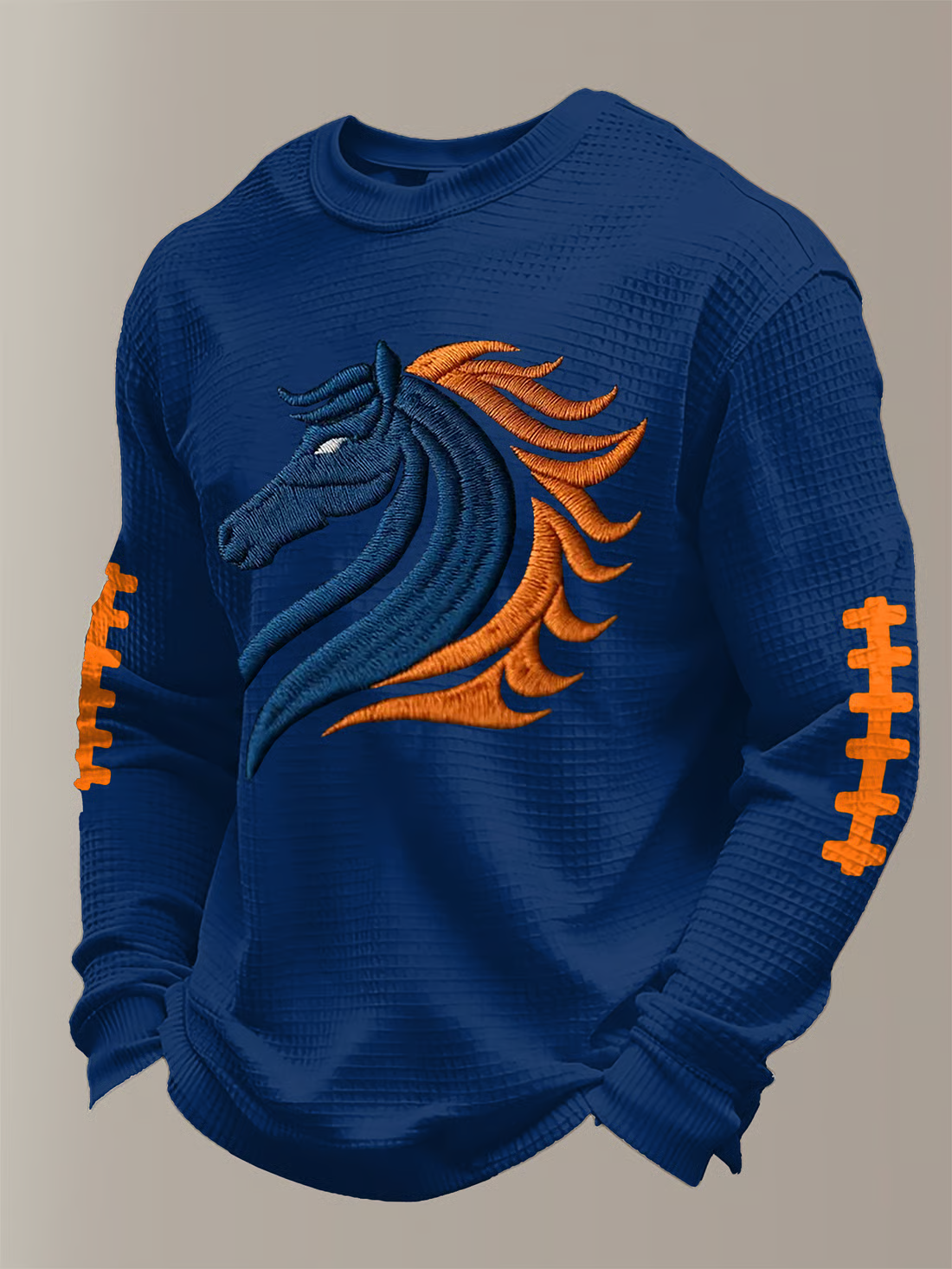 Men's Football Waffle Fabric Long-sleeved T-shirt