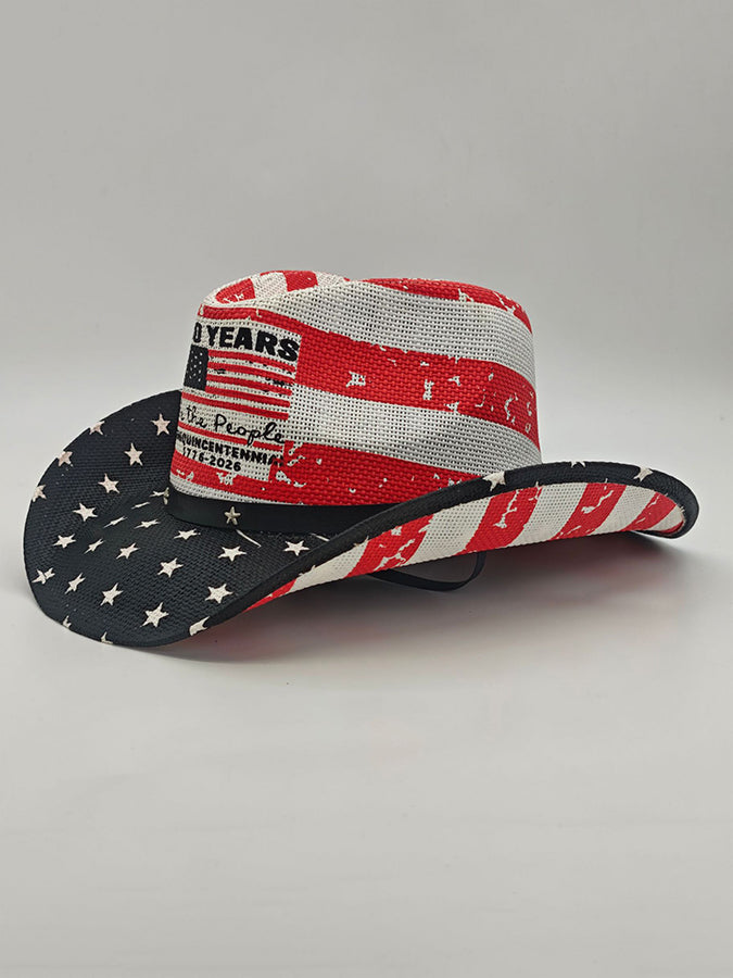 Unisex Anniversary Commemoration Our People's Half Century Commemoration Star Stripe Printed Wide brimmed Cowboy Hat