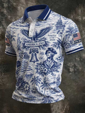 Men'S American Flag Print Casual Polo Shirt