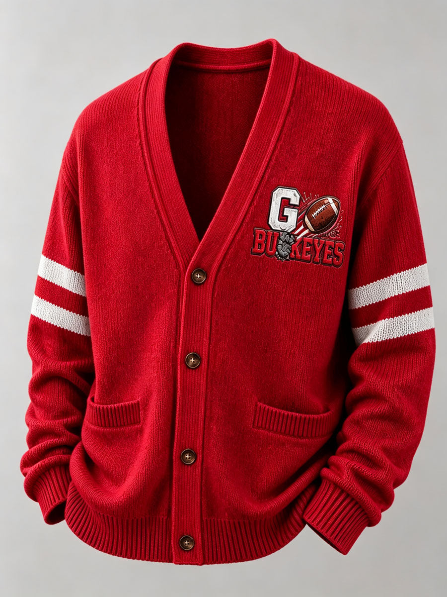 Men'S Casual Football Printed Cardigan