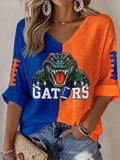 Women'S Football Print Waffle  Top