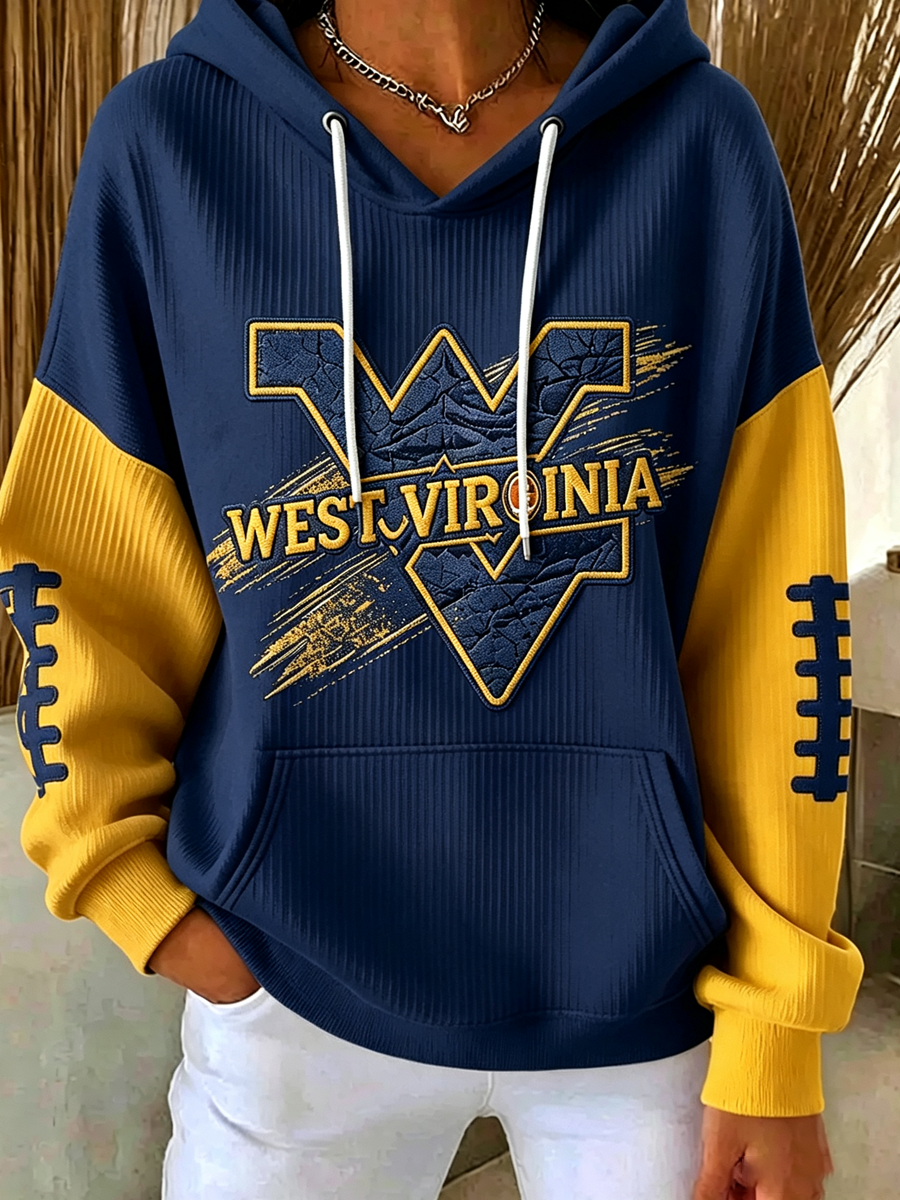 Women'S Football Print Hooded Sweatshirt