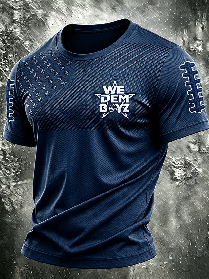 Men'S Football Printed Round Neck T-Shirt