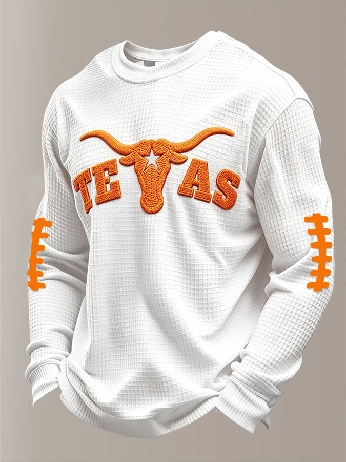Men'S Casual Football Pattern Waffle T-Shirt
