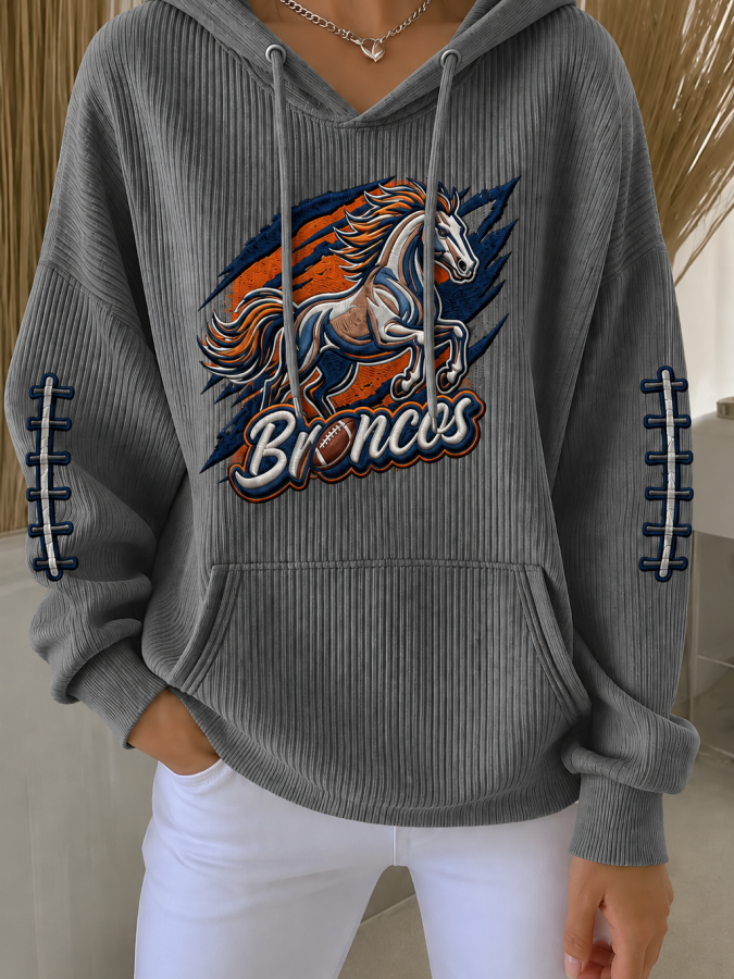 Women'S Football Printed Hooded Sweatshirt
