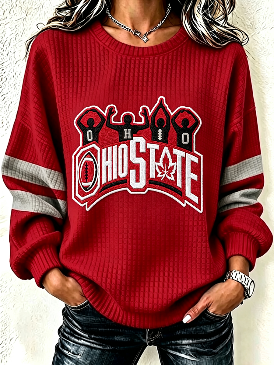 Women'S Football Fan Casual Waffle Hoodie