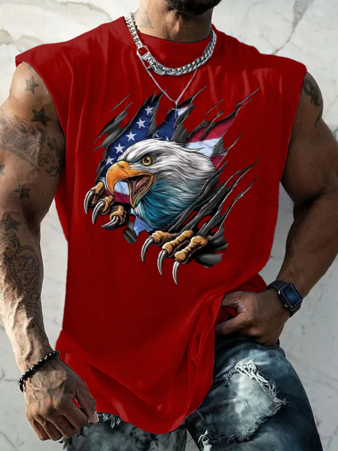 Men's Vintage America Flag Print Vests