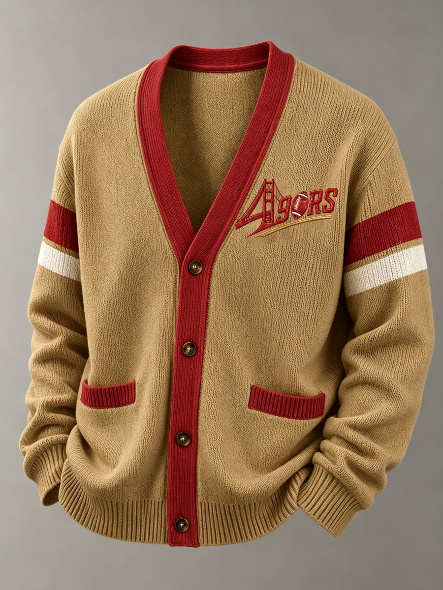 Men'S Sports Football Long Sleeved Cardigan