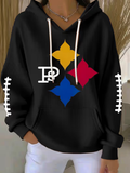 Women'S Football Print Hooded Sweatshirt