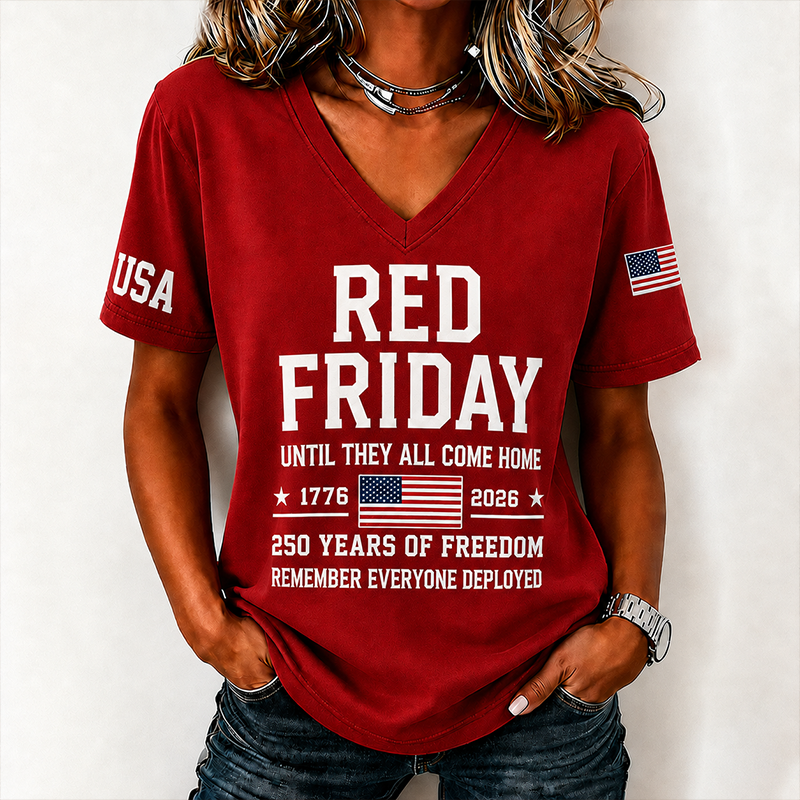 Women's "Red Friday" Commemorative V-Neck T-Shirt