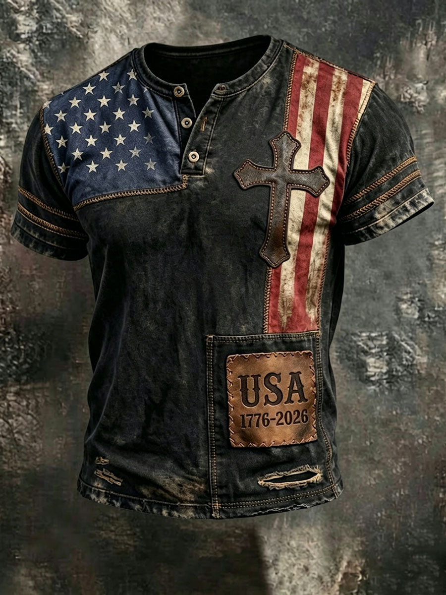 Men'S Retro 250Th Anniversary American Faith Short-Sleeve T-Shirt