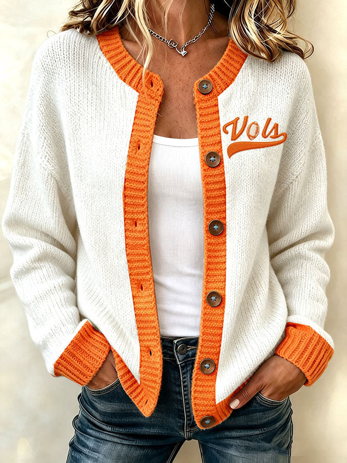 Women'S Casual Football Plant Knitted Cardigan Top