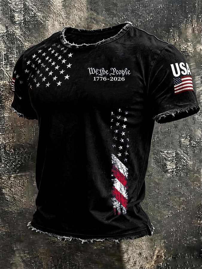 Men's American Flag Printed Casual T-shirt