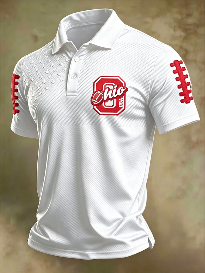 Men'S Retro Rugby Collar Polo T-Shirt