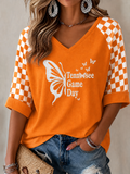 Women's Football Game Day Casual Printed T-shirt