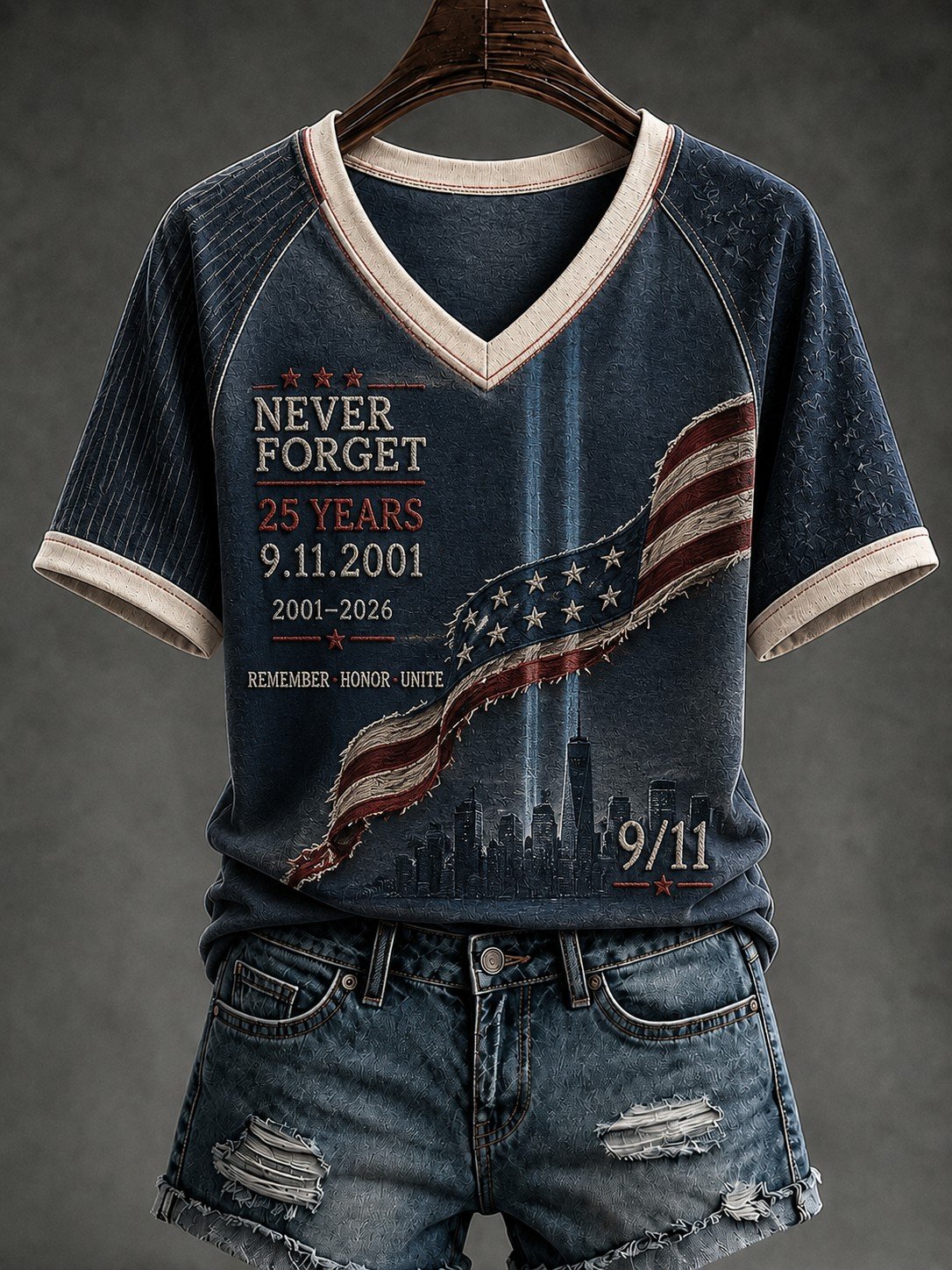 Women's 9.11 Never Forget Printed Casual Tops
