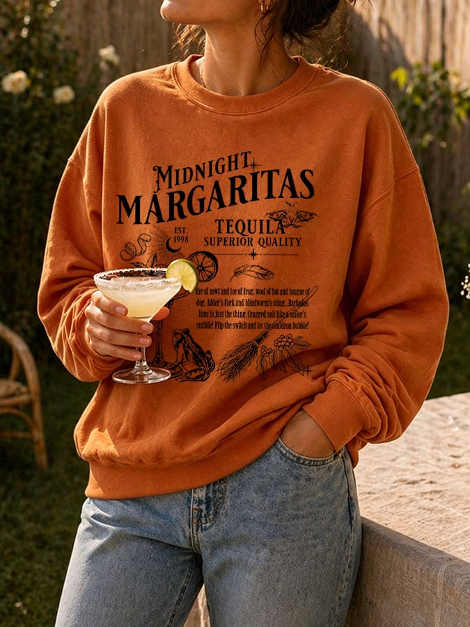 Women's Midnight Margaritas Print Casual Sweatshirt