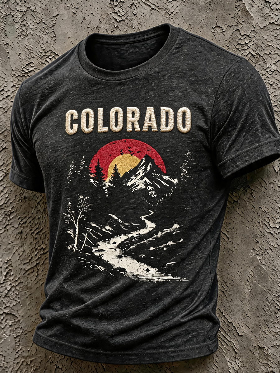Men'S Colorado Strong Rocky Mountains Print Short Sleeve T-Shirt