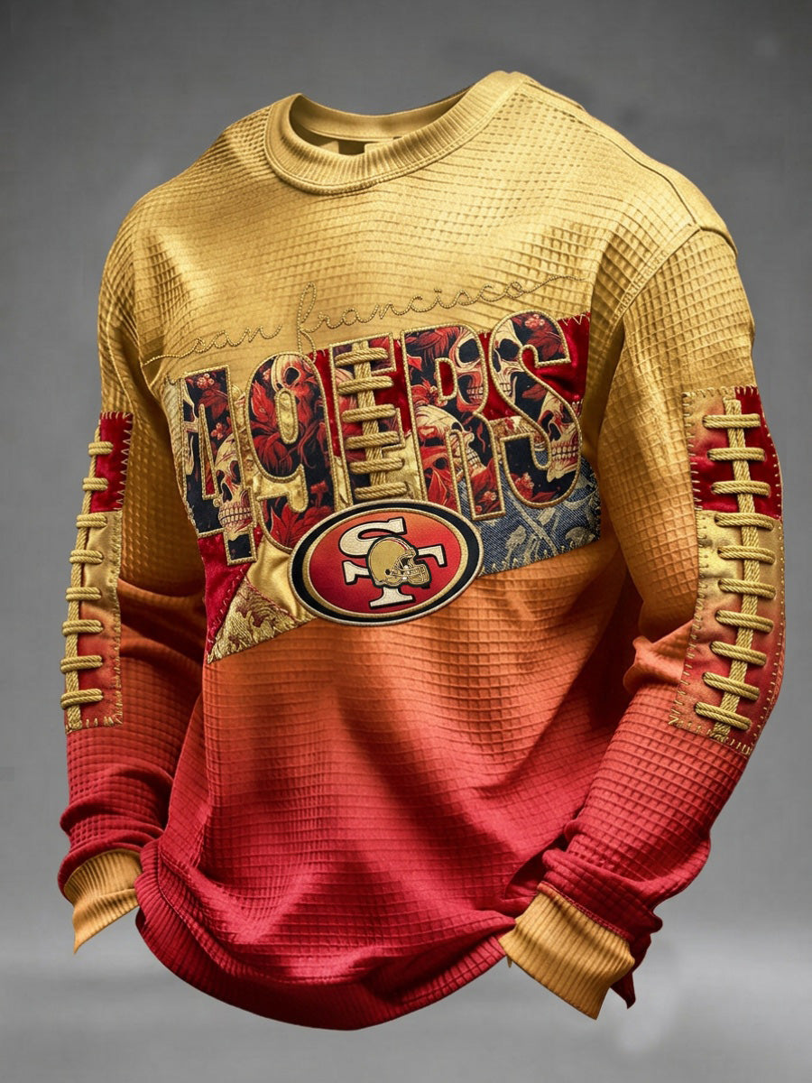 Men'S Football Printed Waffle Sweatshirt