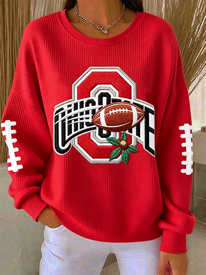 Women'S Football Print Casual Sweatshirt