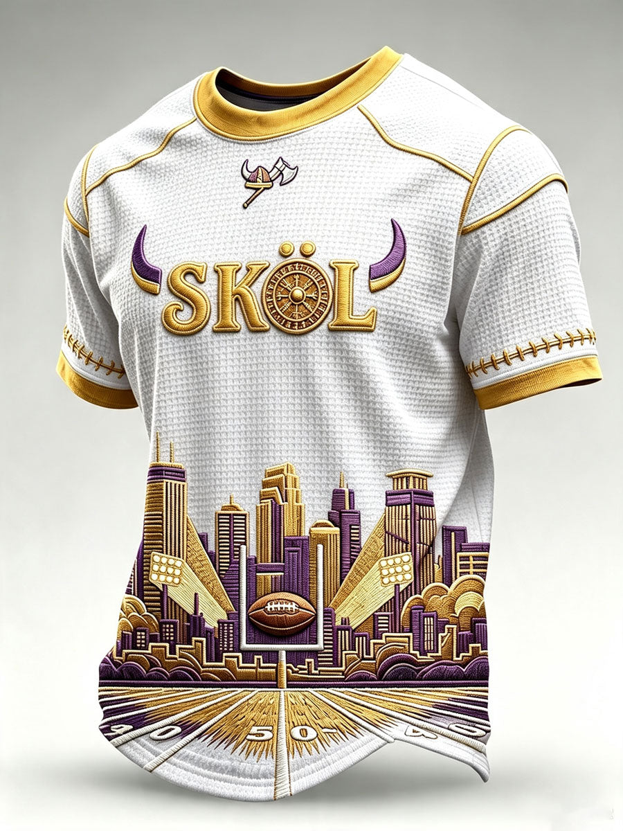 Men'S Football Print Waffle T-Shirt