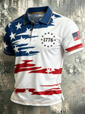 Men'S Casual American Flag Gradient 1776 Personalized Printed Polo Shirt