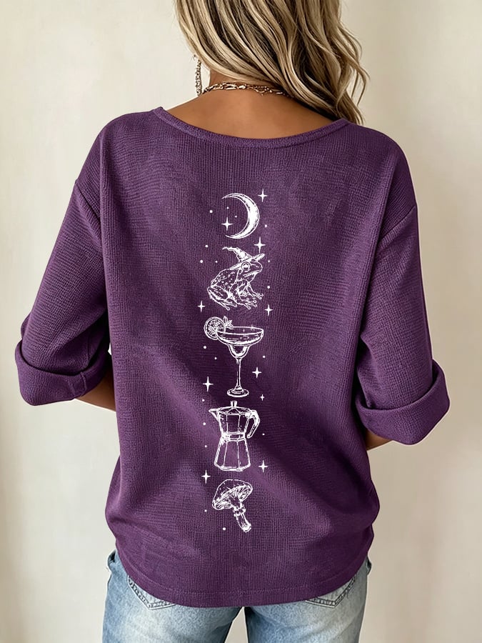 Women's Midnight Margaritas Print V Neck Top