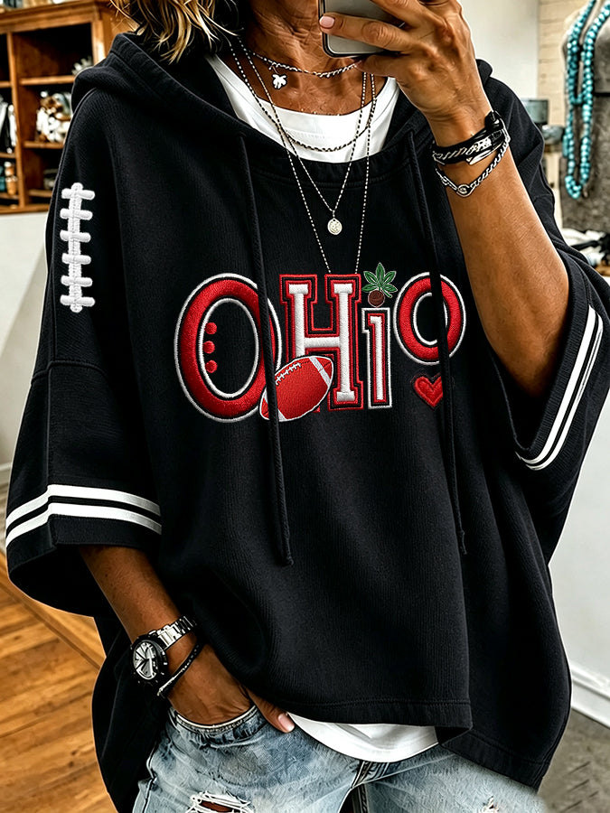 Women's University Football Fan Casual Loose Hoodie